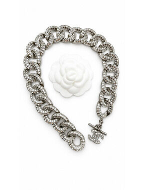 CHANEL STRASS CURB CHAIN CHOKER SHORT NECKLACE